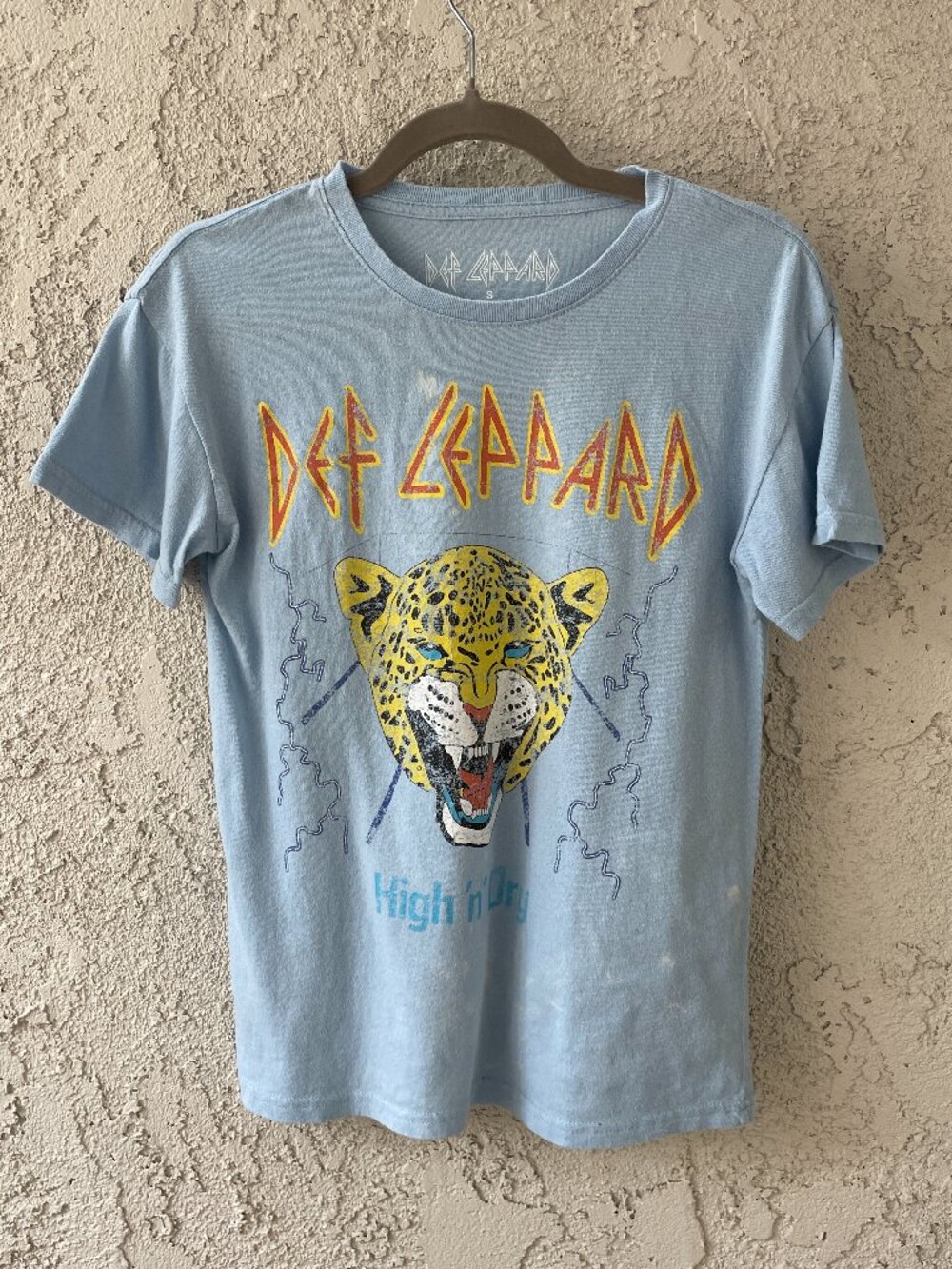 Def Leppard High 'n' Dry Blue 100% Cotton Band Tee Size Small